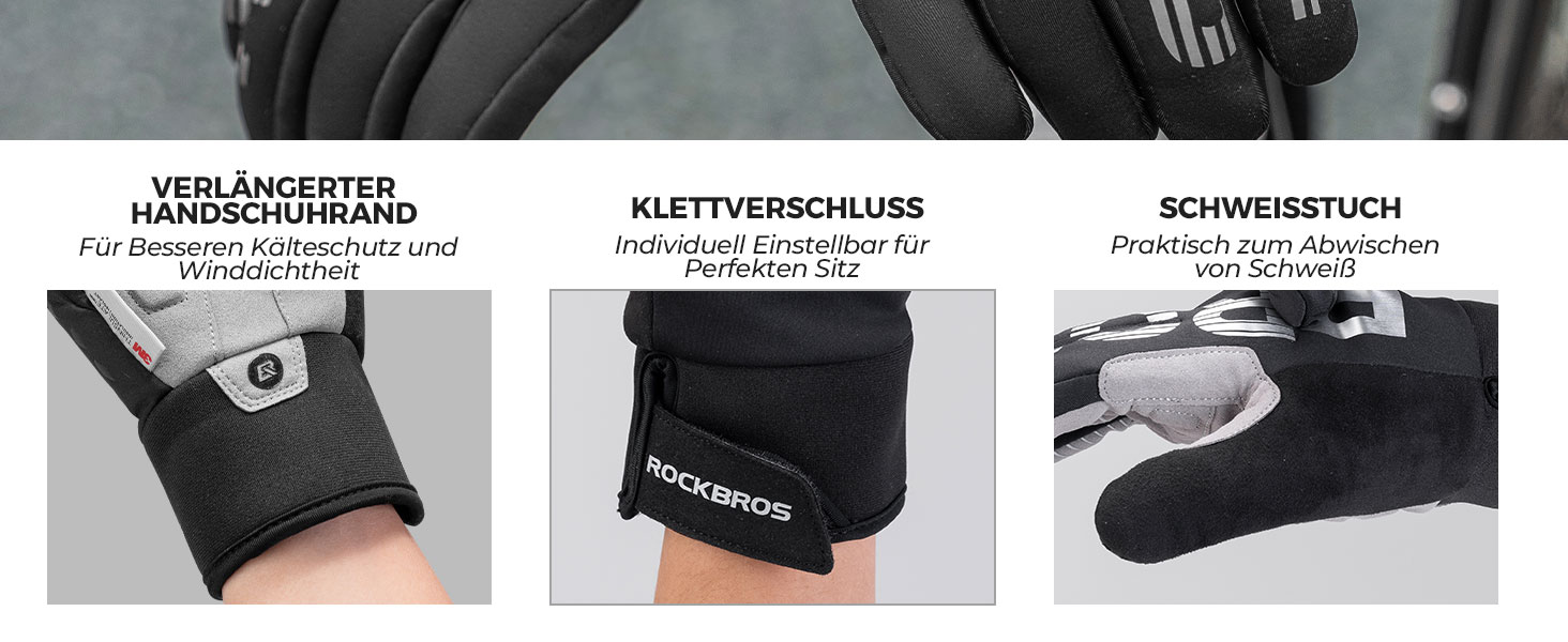 Велосипедні рукавички ROCKBROS для жінок та чоловіків, зимові, Thinsulate, теплі, сенсорні, для MTB, катання, альпінізму, бігу та активного відпочинку (XXL, Thinsulate)
