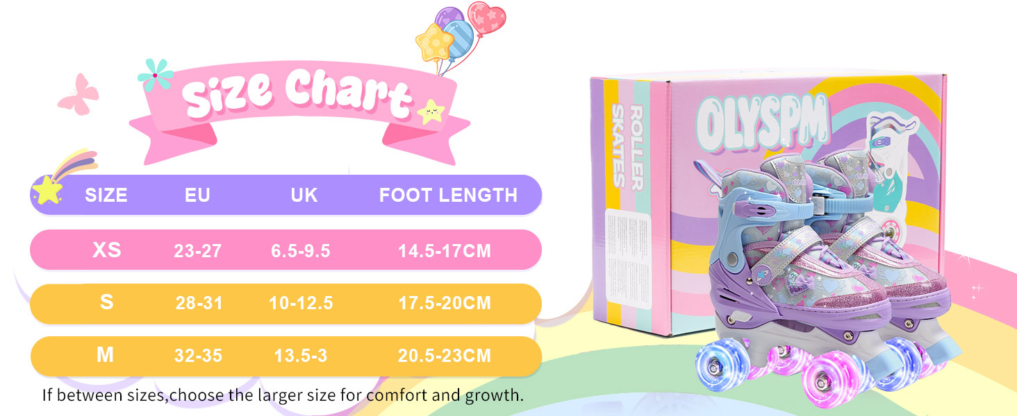 Ролики для дітей дівчаток з блискучими сердечками та світлодіодними колесами, 4-разово регульовані, ролики для початківців, ідеальний подарунок на день народження або Різдво, фіолетовий