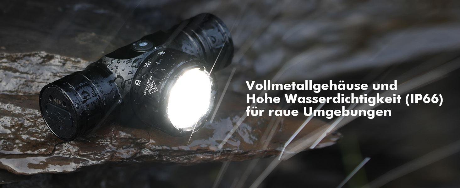 Ліхтар налобний Sofirn HS21 LED 2200 люмен, перезаряджається, з червоним, жовтим та білим світлом. Підходить для туризму, альпінізму, роботи та аварійного освітлення