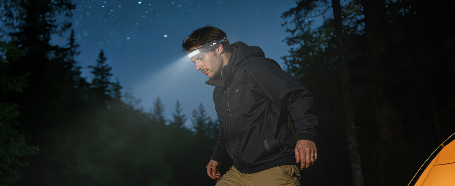 Ліхтар на лоб Smiling Shark TS-2, LED, акумуляторний, 2400mAh, з регульованим двома променями, стробоскопом та датчиком руху. Ідеально для кемпінгу, бігу, походів та інших активностей. (1 шт.)