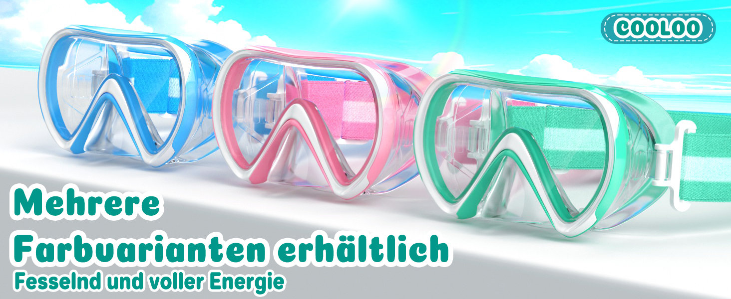 Дитячі маски для снорклінгу COOLOO з панорамним оглядом 180° HD, антизапар, анти-тік, для дітей 4-16 років (рожевий)
