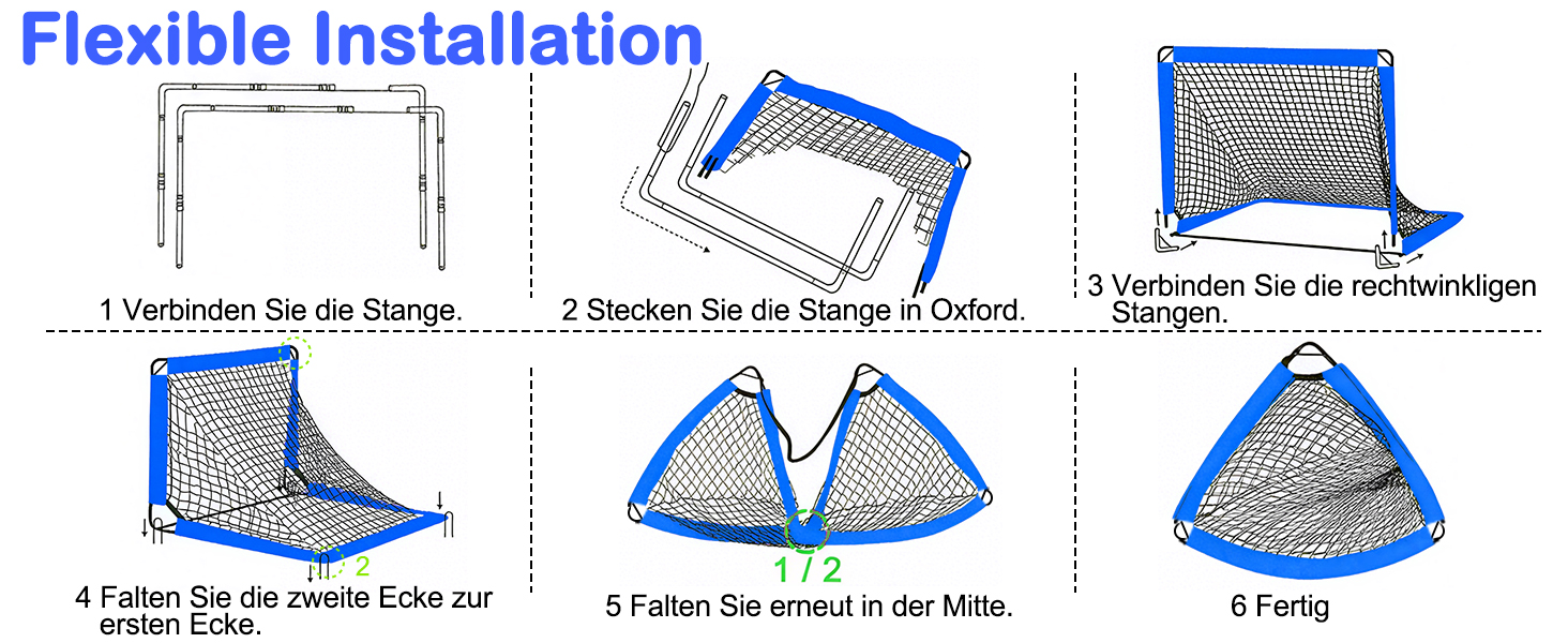 Набір для гри у футбол для дітей 2 шт: Pop-Up ворота для футболу з драбиною для розвитку спритності - тренувальний набір включає м'яч розміру 3, 8 фігурок, насос та сумка - ворота для гри в приміщенні/на вулиці 120см*90см - комплект з двох штук