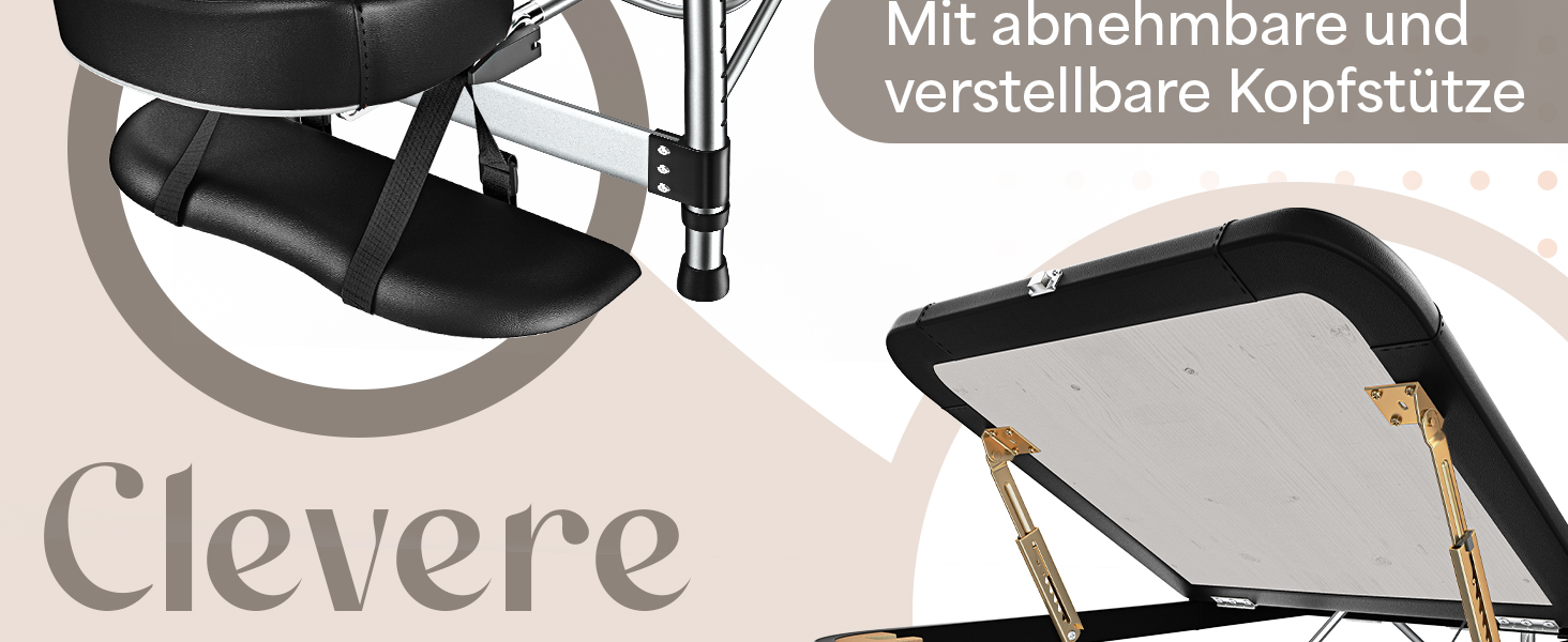 Масажне ліжко KESSER® з 3 зонами, до 250 кг, складне, регульоване, з аксесуарами (підголовник, підлокітники, сумка), антиковзне покриття, бежеве