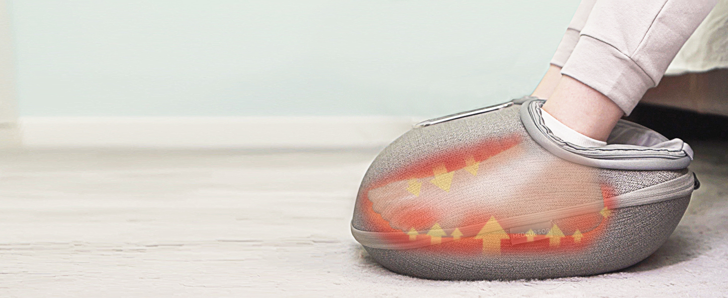 Масажер для ніг Medcursor з підігрівом: глибокий масаж, розслаблення м'язів та зняття втоми. Регулювання інтенсивності для дому та офісу (сірий)