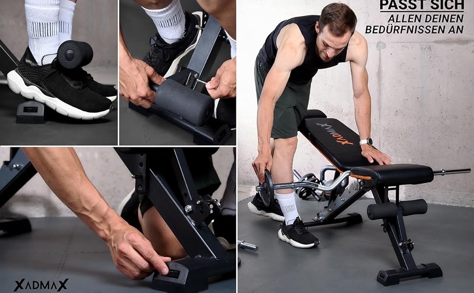 Регульована складана лава для гантелей, посилена тренажерна лава для дому, витримує до 360 кг, багатофункціональна атлетична лава для силових тренувань