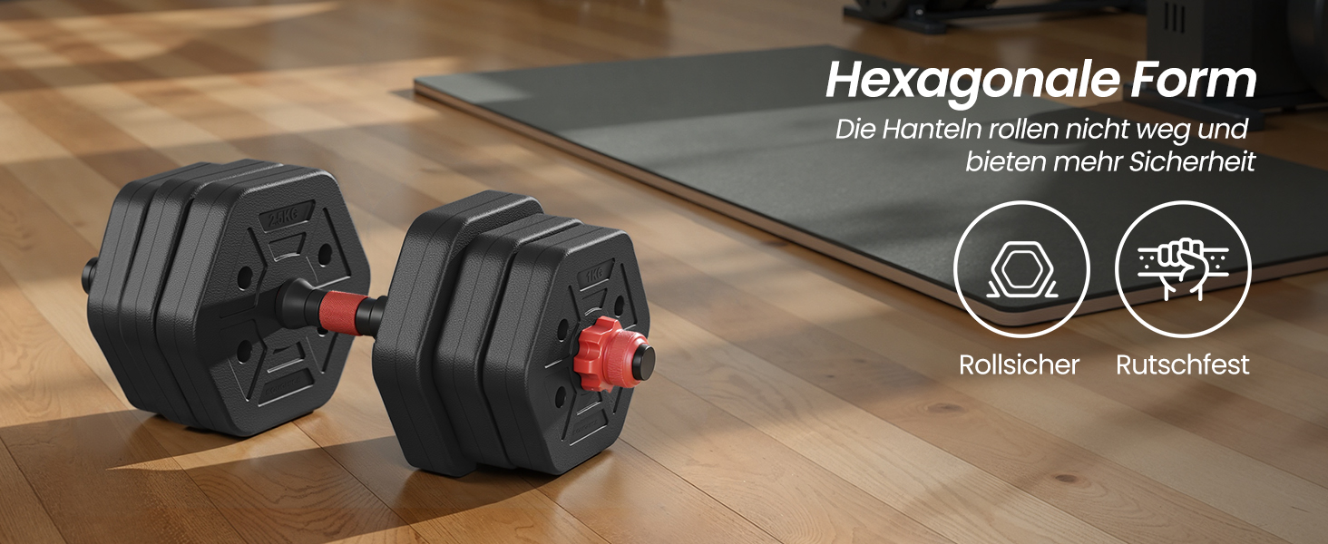 Набір гантелей SONGMICS з'єднаний штангою, шестигранний, 10-40 кг, для фітнесу та силових тренувань вдома та в спортзалі