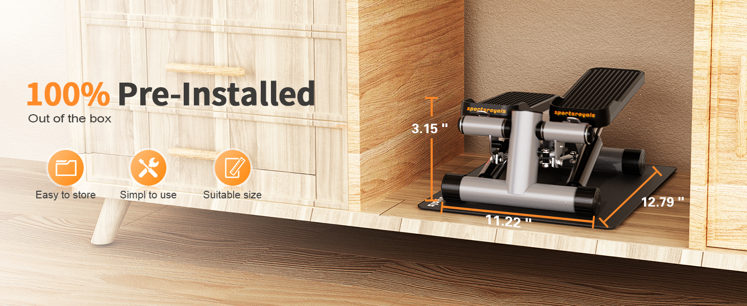 Степпер Sportsroyals Up-Down-Twister для дому з тросами та LCD дисплеєм, до 150 кг