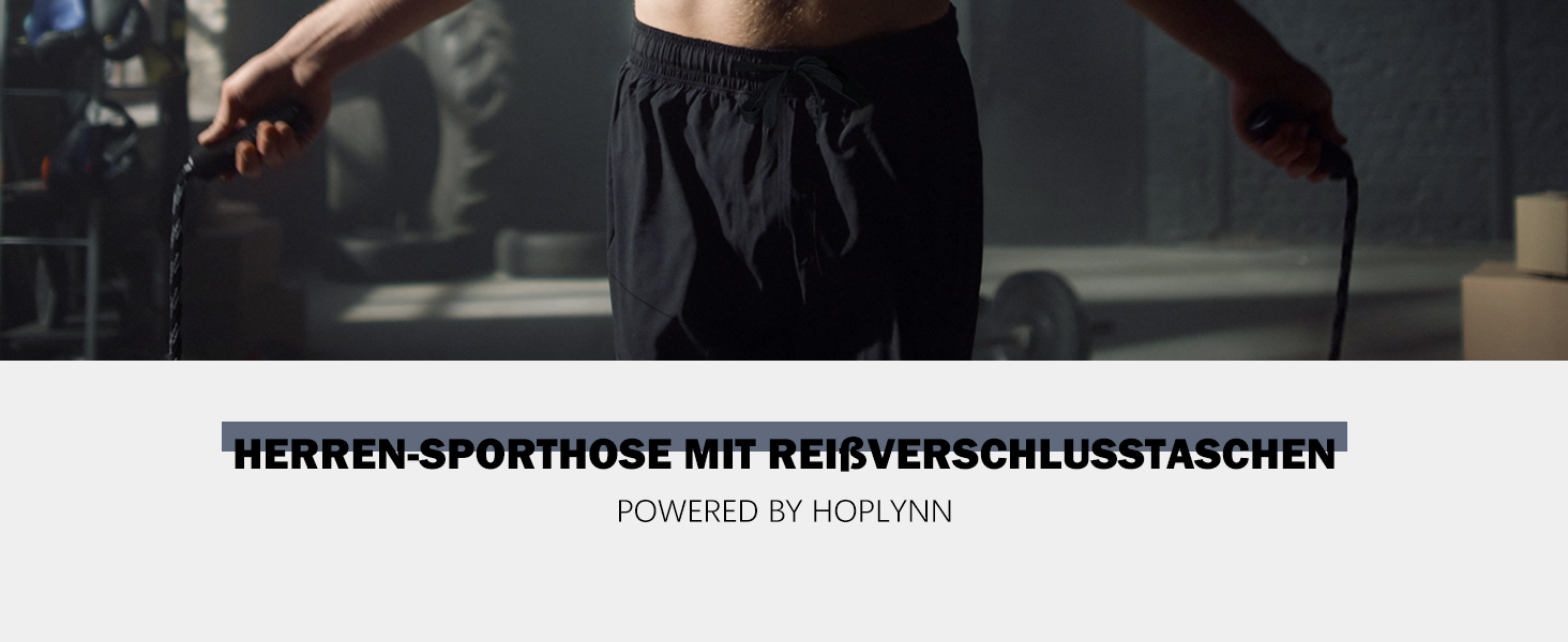 Шорти спортивні чоловічі HOPLYNN 2 шт. з кишенею на блискавці, швидковисихаючі, чорні