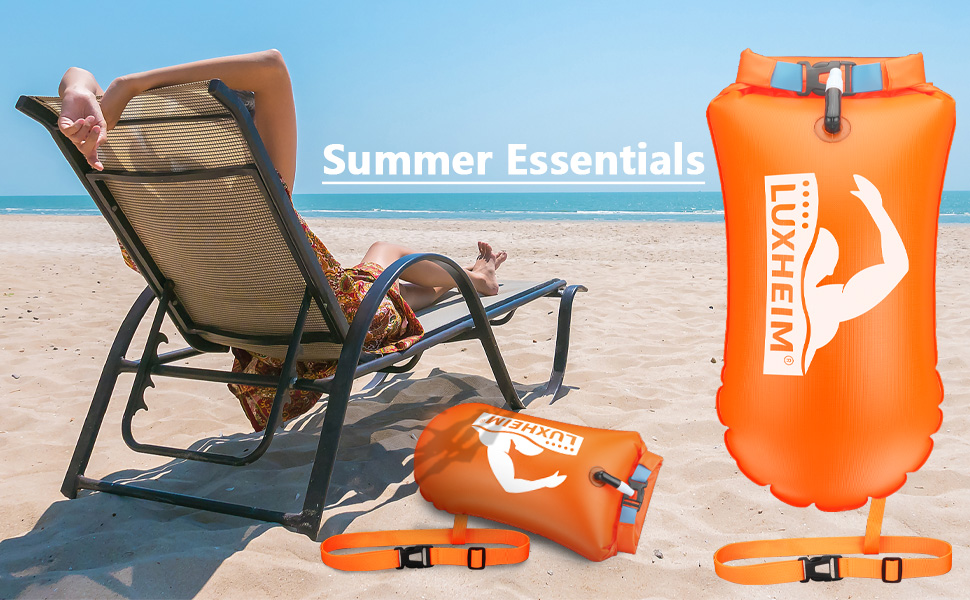 2 шт. Буйки для плавання Schleppschwimmer, сигнальний буй для відкритих вод, водонепроникний Dry Bag, надувний PVC, для триатлону, помаранчевий/жовтий