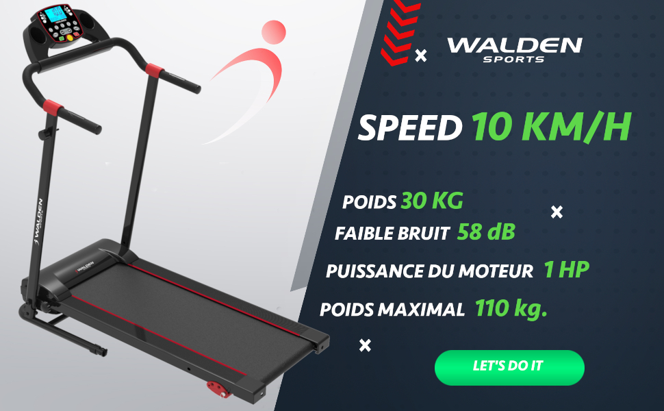 Бігова доріжка електрична WakingPad F2680DEG для дому: складна, 1-2.5 к.с., 12 програм, LCD-дисплей, 1-10 км/год