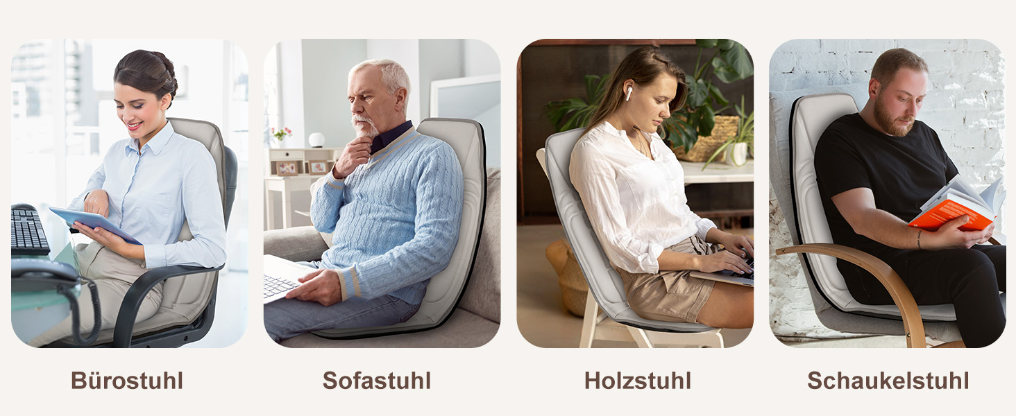 Масажне сидіння Snailax з підігрівом та вібрацією: 10 моторів, для спини та шиї, для дому та офісу, Бежевий