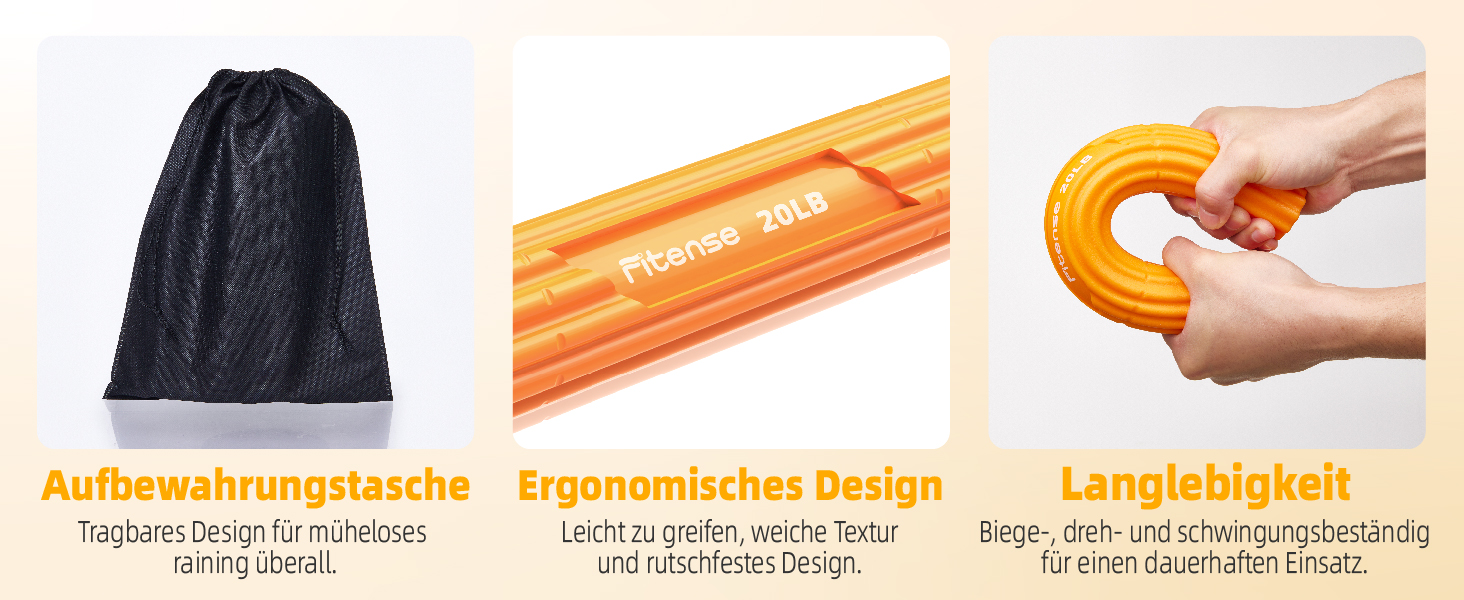 Fitense Flex Therapie Bar Kit: Розвантажувач для зап'ястя (помаранчевий) для тенісного ліктя, гольфарського ліктя та тендиніту. Тренажер для рук, збільшення сили хвата.