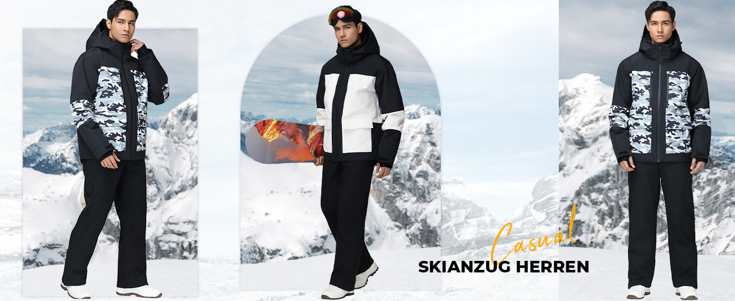 Чоловічий комплект гірськолижний HOTIAN: куртка та штани, водонепроникний, дихаючий, з капюшоном. Ідеально для сноуборду та катання на лижах. Розміри L, LGR+BK