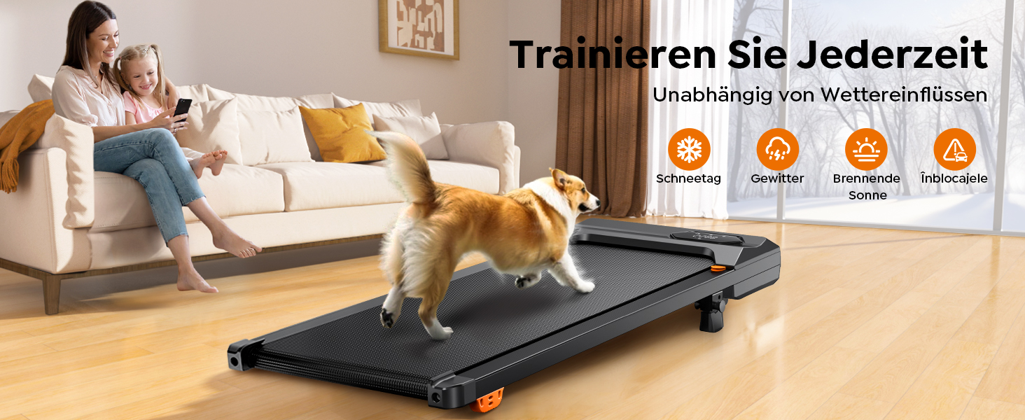 Бігова доріжка для дому, Walking Pad з нахилом до 10%, швидкість 1-6 км/год, тихий 2.5HP мотор, керування через додаток, LED-дисплей, вантажопідйомність до 130 кг, компактний, потрійна амортизація, бігова доріжка для дому/офісу, жовтий