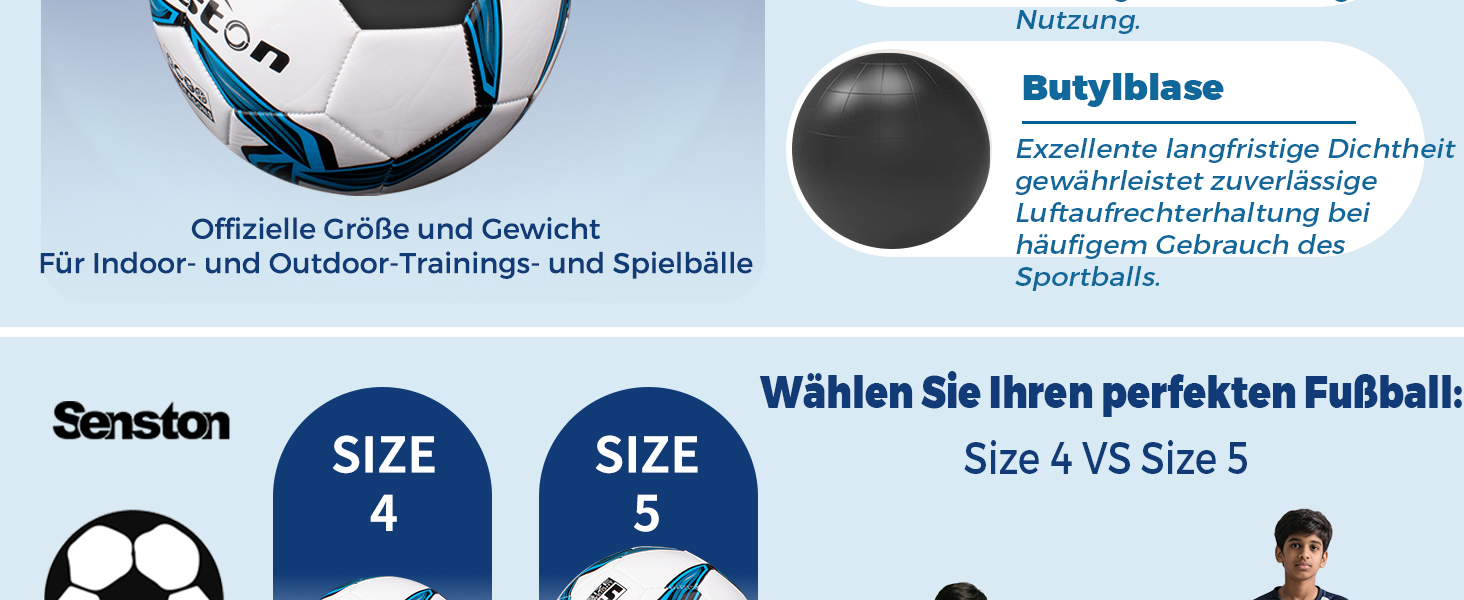 М'яч для футболу Senston, розмір 5, класичний з помпою для тренувань та уроків футболу (біло-червоний)