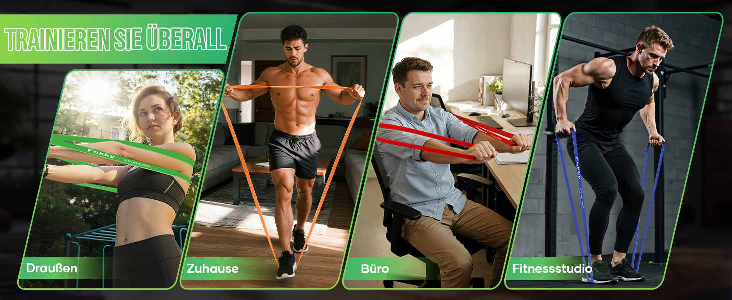 Набір еластичних стрічок для фітнесу Resistance Bands (4 рівні), з дверним кріпленням, постер, сумка. Для розтяжки, силових тренувань, кросфіту, нарощування м'язів, домашніх тренувань. Оранжевий, червоний, зелений, синій