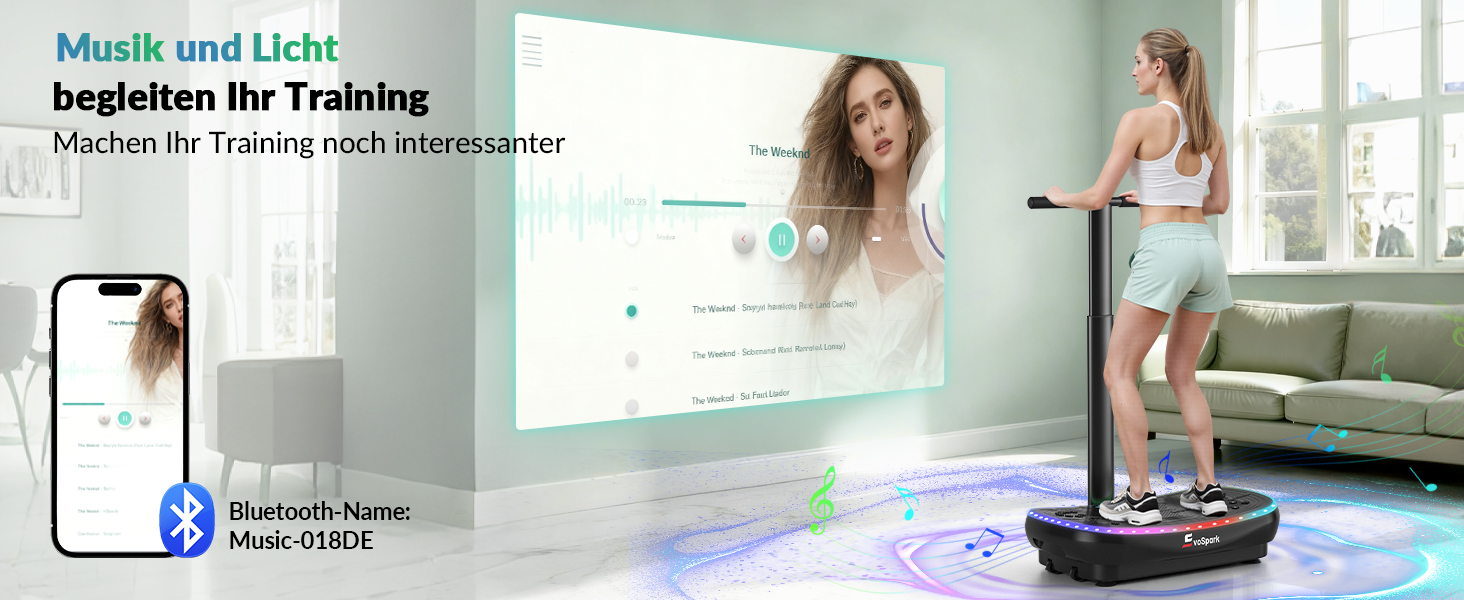 Vibrationsplatte EvoSpark 4D PRO 7-в-1: Тест-переможець 2025, 900W, 9 LED, 550 lbs, з ручкою для домашніх тренувань