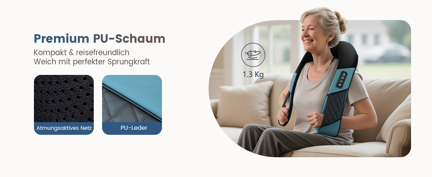 Масажер для шиї COMFIER бездротовий Shiatsu з підігрівом, 3D глибокий масаж, для шиї, спини, попереку, подарунок для жінок та чоловіків, блакитно-чорний