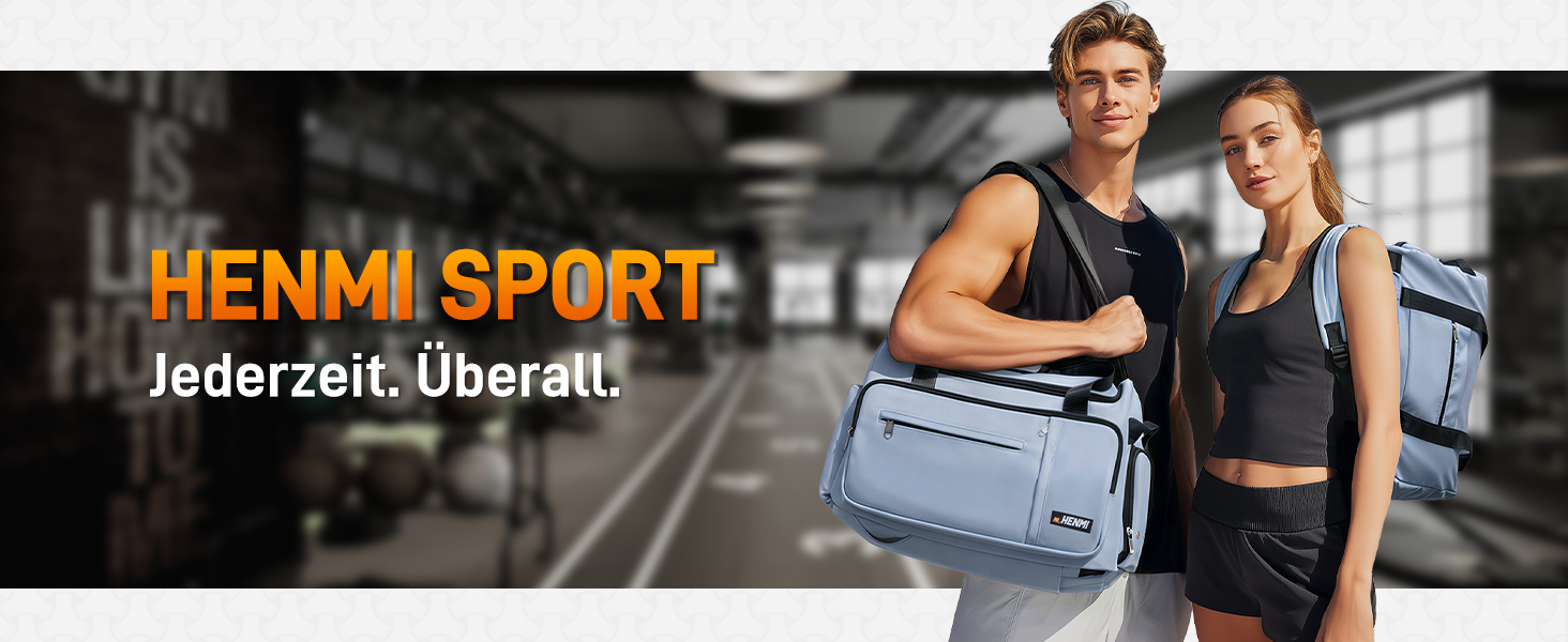 Спортивна сумка HENMI для залу та подорожей, містка сумка для спорту 43Л з відділенням для взуття та вологих речей, складана дорожня сумка (Синя)