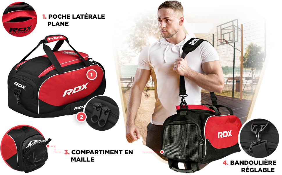 Спортивна сумка RDX з відділенням для взуття, рюкзак для залу, боксу та трекінгу, унісекс, червоний/чорний