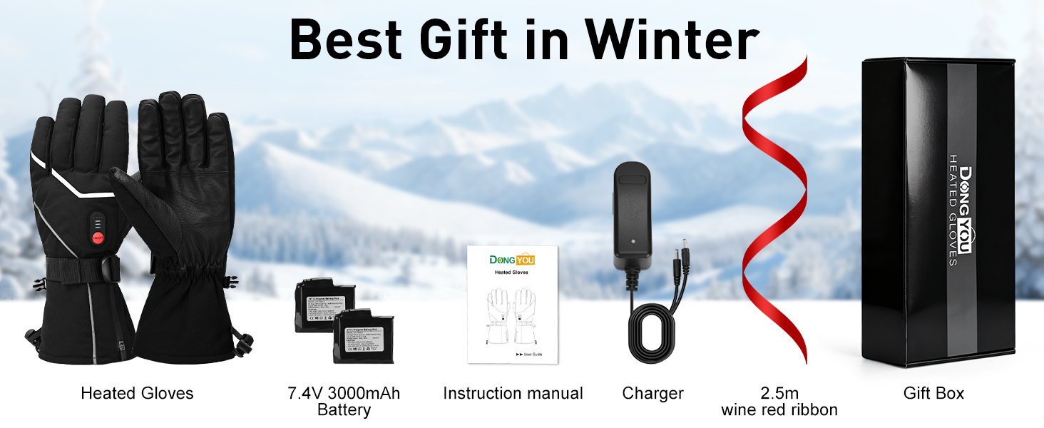 Обігріваючі рукавички з регулюванням температури, акумуляторні, 7.4V 3000 mAh для чоловіків та жінок, для кемпінгу, піших прогулянок, катання на лижах