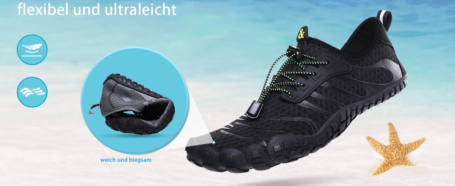 Шкарпетки для плавання та водних видів спорту: чоловічі та жіночі шкарпетки для пляжу, басейну та моря. Швидка сушка, дренажні отвори, унісекс, розміри 36-46 EU, колір блакитний