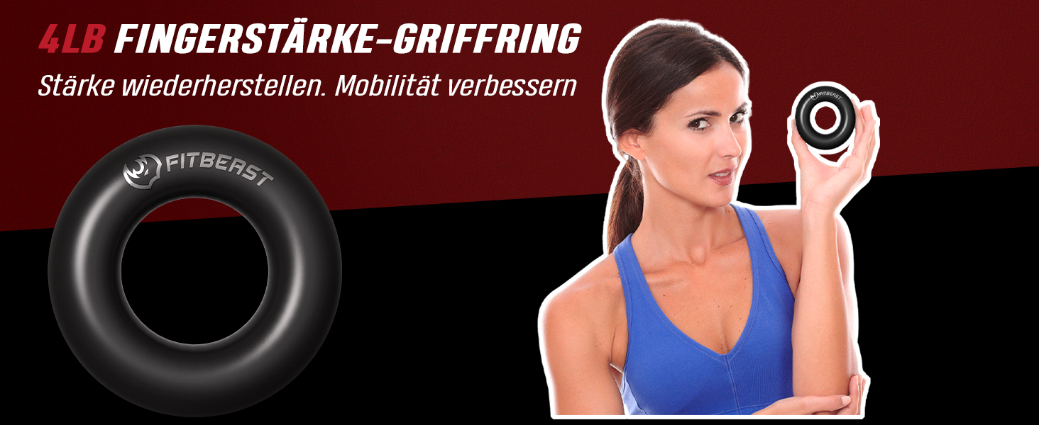 FitBeast Набір для тренування рук (5 шт.): підручник для підручника, фінгердехнер, м'яч для хвата, антистрес. Чорний