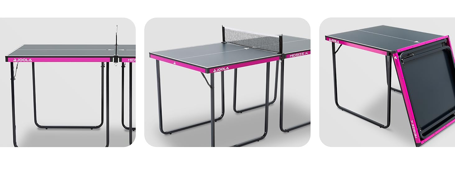 Стіл для пінг-понгу JOOLA Midsize, стіл для відпочинку, комплект з сіткою, чорно-фіолетовий