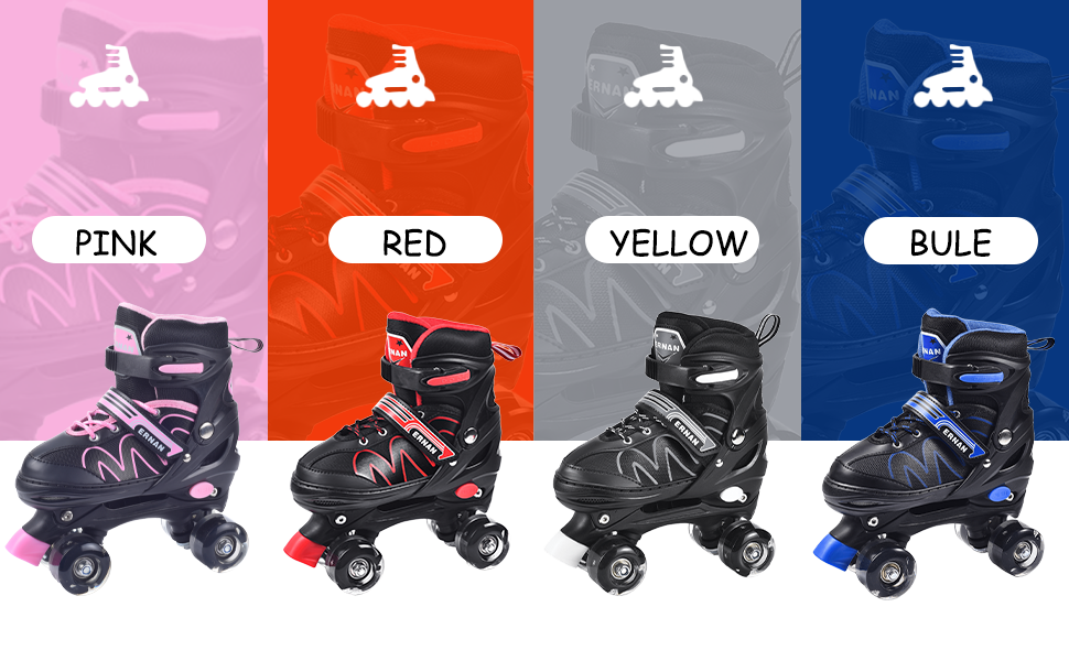 Дитячі ролики ERNAN з регулюванням, світлодіодні, для дівчаток та хлопчиків, підходять для початківців, 4 розміри.