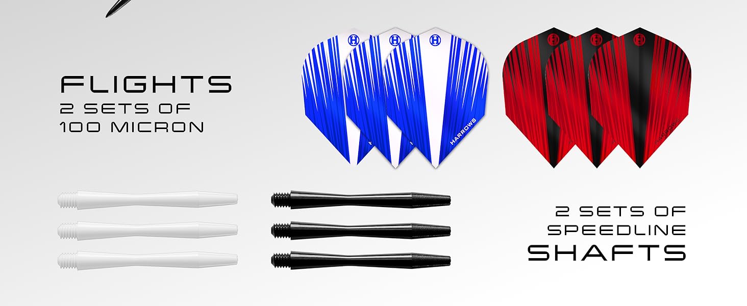 Дарти Harrows Caliber 90% Tungsten 22g - набір з аксесуарами (замінні дротики, пір'я, кейс)
