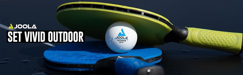 Набір для настільного тенісу JOOLA Vivid Outdoor 2 ракетки для настільного тенісу 3 м'ячі для настільного тенісу чохол для настільного тенісу, салатовий/синій, 6 предметів (пакет з м'ячами для настільного тенісу, 12 шт. , білий)