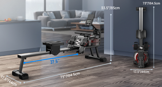 Гребний тренажер JOROTO для дому, Складний гребний тренажер з водонепроникністю, гребний тренажер місткістю 150 кг з функцією Bluetooth, кріплення для iPad