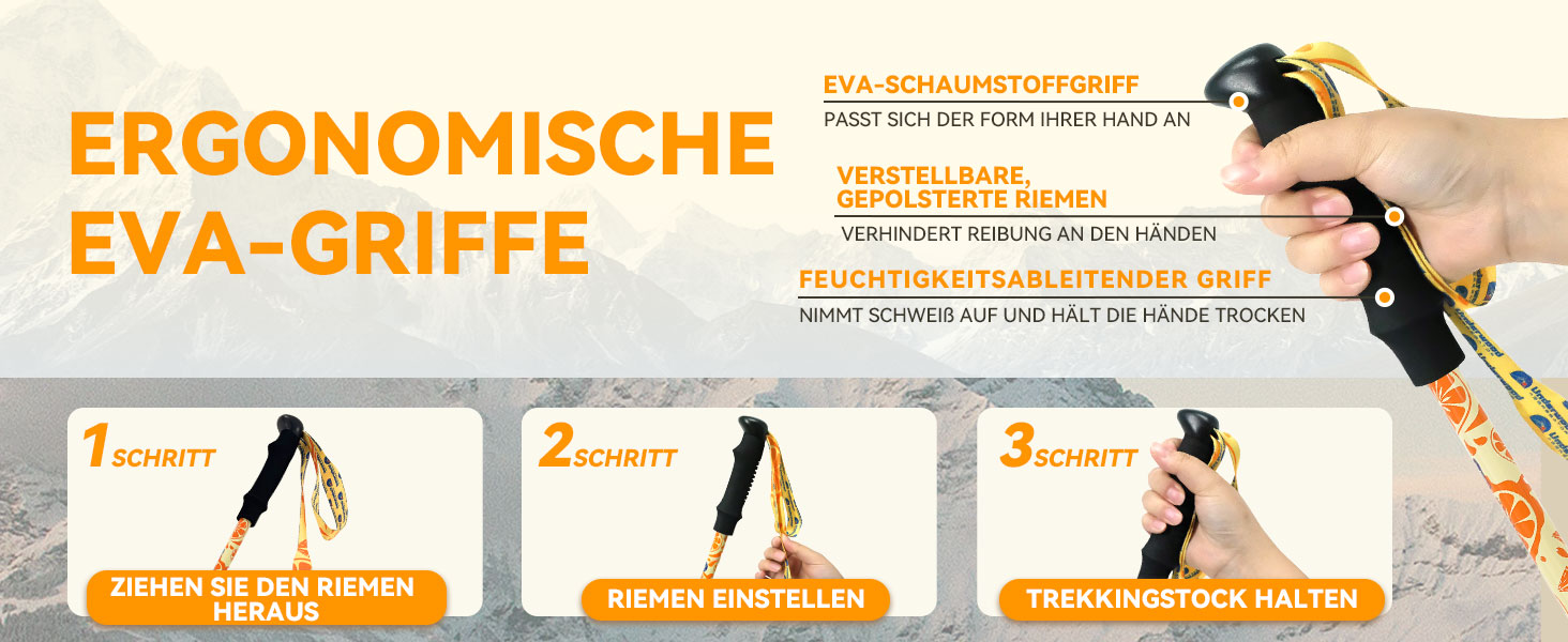 Дитячі телескопічні трекінгові палиці UnderwoodAggregator для походів та лиж, легкі алюмінієві палиці для дітей 6-12 років, жовті, 2 шт.