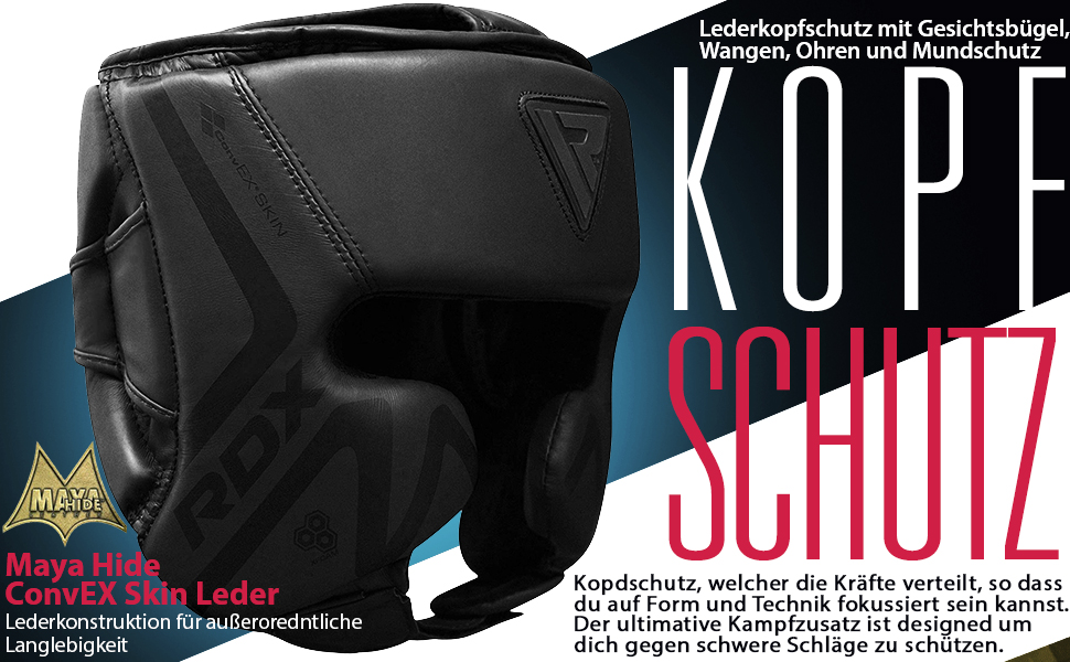 Захисний шолом для боксу RDX Boxing Headgear T15MB, матовий чорний, розмір L