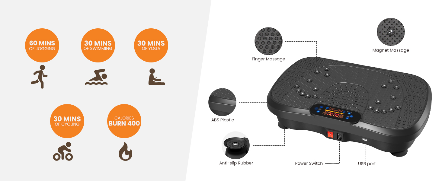 Платформа для вібраційного тренування Dripex, 3D, 99 рівнів, 5 програм, Bluetooth, стрічки, чорна