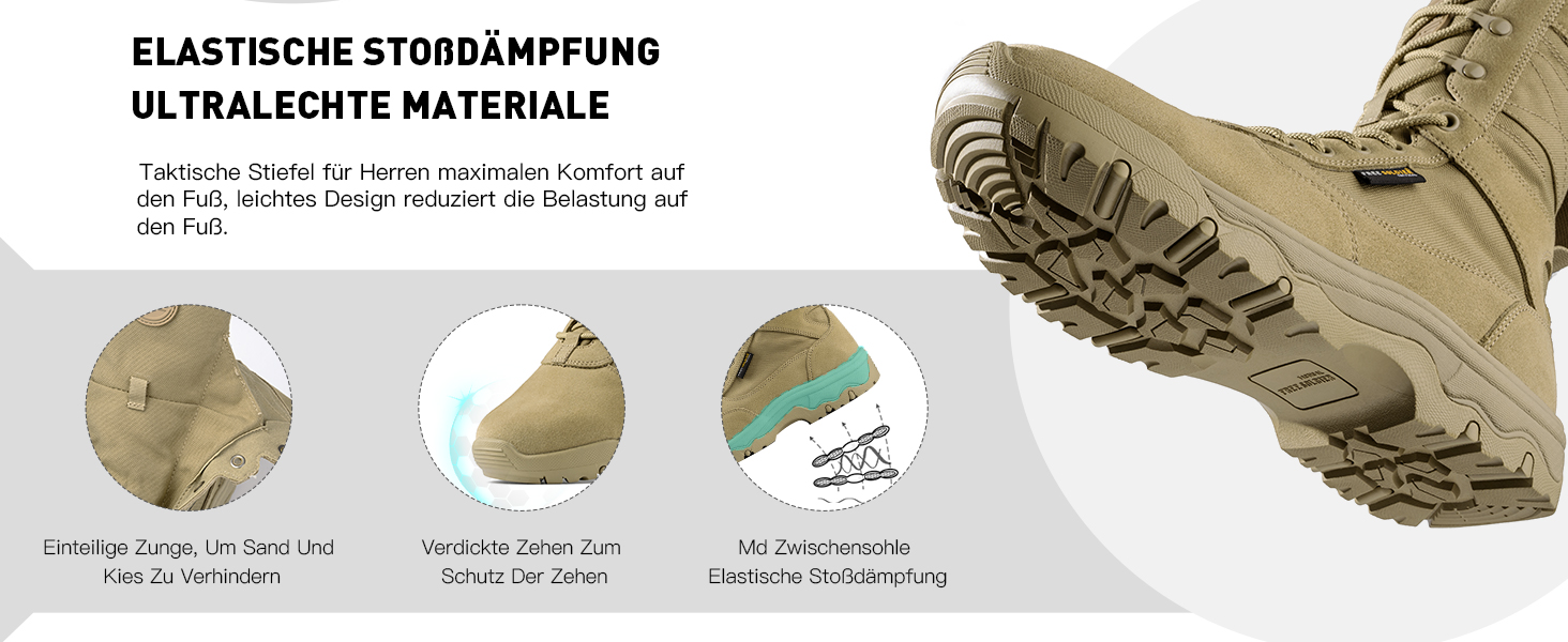 Черевики тактичні чоловічі FREE SOLDIER, пісочний колір, 41 EU