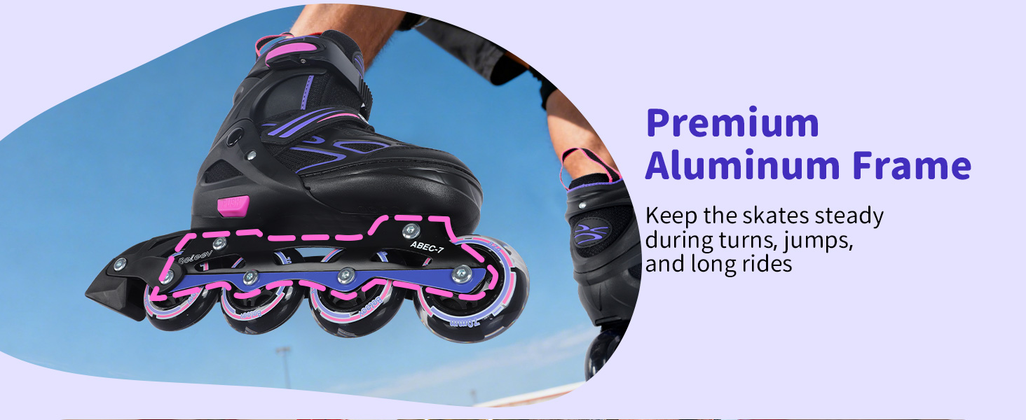 Інлайни BELEEV для дітей, підлітків та дорослих, ролики з регульованим розміром, світлодіодні шнурки та колеса, фіолетовий (EU 38-41)