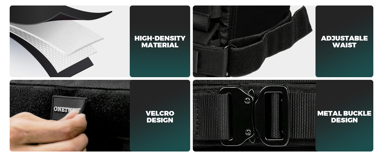 Вага для тренувань ONETWOFIT, регульована, 20 кг, чорна. Ідеальна для силових тренувань, бігу та фітнесу.