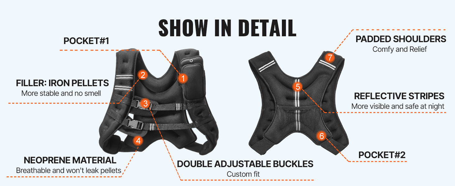 Вага для тренувань VEVOR 9.22 кг з світловідбиваючими смугами, регульованою пряжкою, для чоловіків та жінок, силові тренування, біг, джогінг, фітнес, схуднення