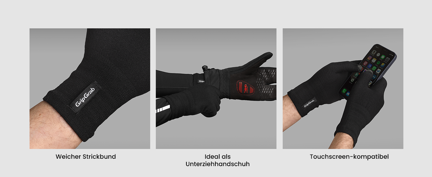 GripGrab Merino Liner: термо рукавички з мериносової вовни для велосипеда, катання, щоденного використання та походів, чорний, M/L