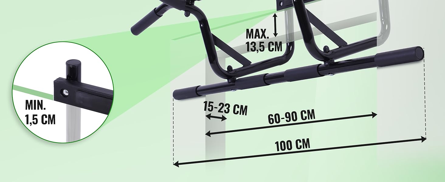 Климмер для дверного отвору без свердління, стабільний турнік для підтягувань та віджимань, з ременем для підтягувань, чорний, професійний, до 90 см