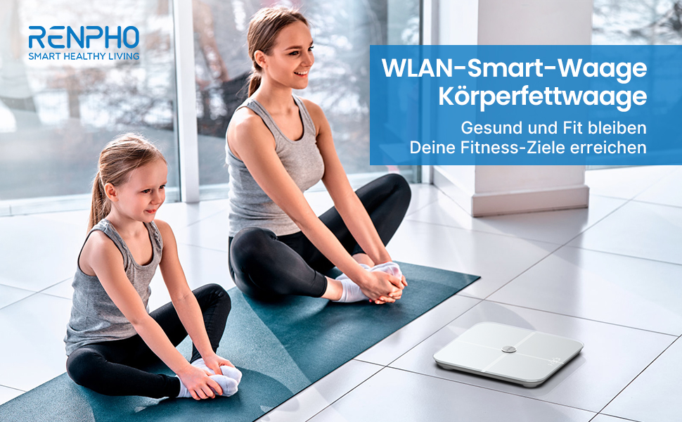 Шкала відстеження жиру в організмі RENPHO Wi-Fi Fitness Scale для людей з жировими відкладеннями та м'язовою масою, ваги для ванної кімнати з аналізом жиру в організмі та моніторингом 13 показників для вашого здоров'я, Elis Aspire 11'/280 мм (11'/280 мм, білий)