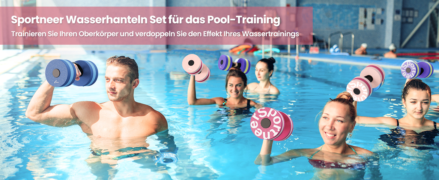 Sportneer Aqua Hanten (2 шт.) - Водні гантелі для аквааеробіки, аквафітнесу та аквабігу (Рожеві, L)