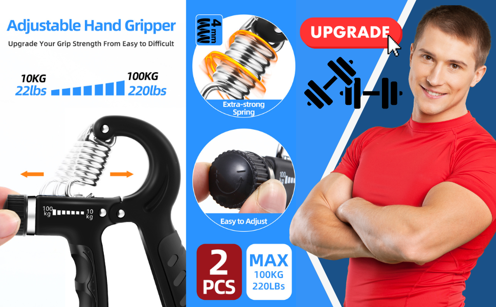 Набір для тренування кисті рук 2 шт. з регулюванням ваги 10-100 кг - для розвитку сили, реабілітації та м'язів рук
