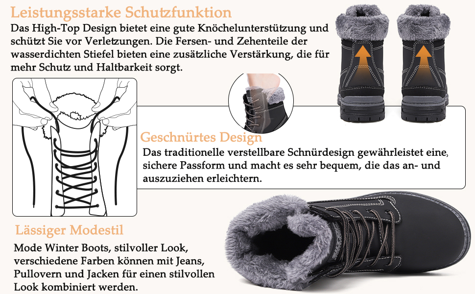 Зимові черевики жіночі утеплені, водонепроникні, зимові черевики, черевики від снігу, теплі зимові черевики, короткі черевики, туристичні черевики, підошва не слизька, колір верблюжий, 38 EU