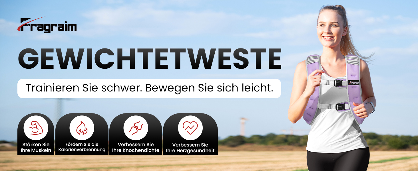 Вага для тренувань FraGraim, 6-16 кг з кишенею для телефону та світловідбиваючими смугами, для жінок та чоловіків. Ідеально для ходьби, силових тренувань, бігу, кардіо