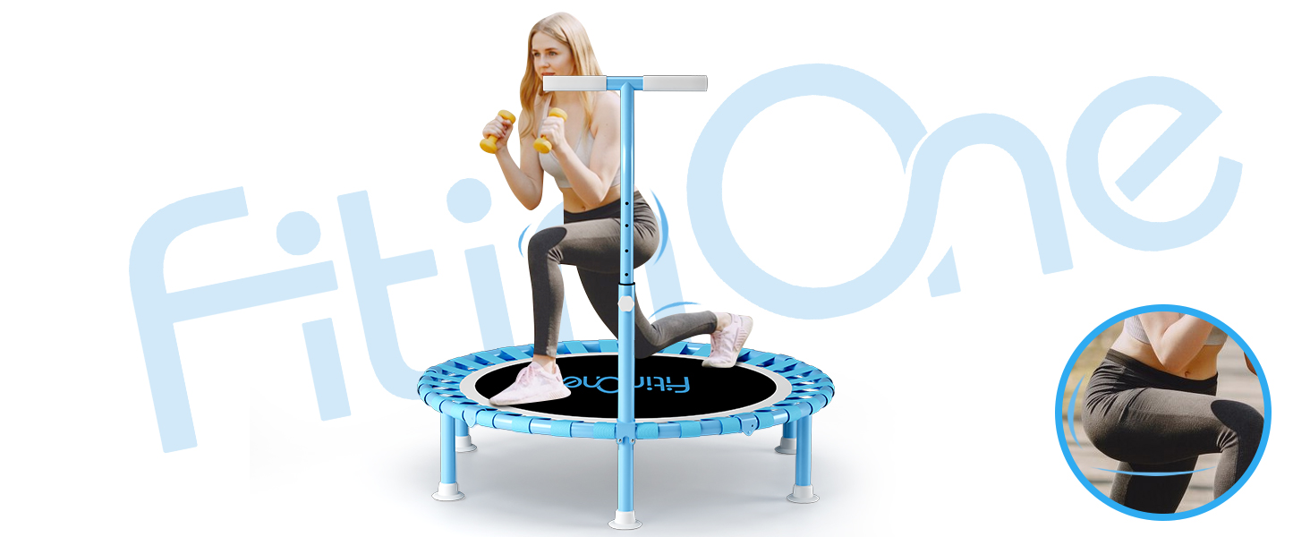 Міні-трамплін FitinOne 102 см для дому та фітнесу, 200 кг, з пружинами та регульованим руків'ям