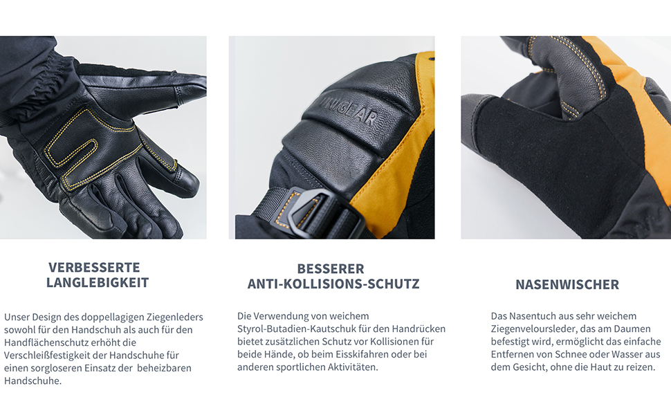 Унігір: Теплі рукавички з підігрівом для жінок та чоловіків, 3 режими, водонепроникні, сенсорні, для катання на лижах, Рейно, Outdoor, чорно-сірий XL