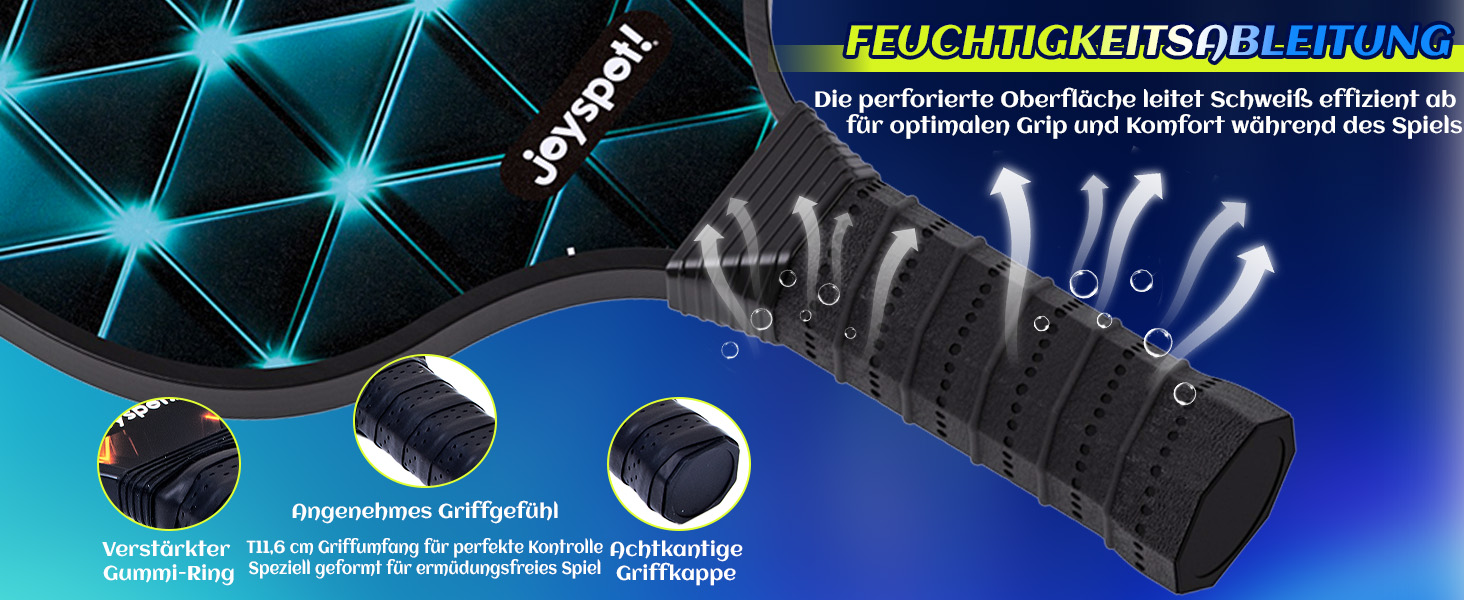 Набір для піклболу JOY SPOT 2 шт. з 4 м'ячами та сумкою – легкі ракетки з фібергласовою поверхнею для чоловіків, жінок та початківців – ідеально для гри в приміщенні та на вулиці