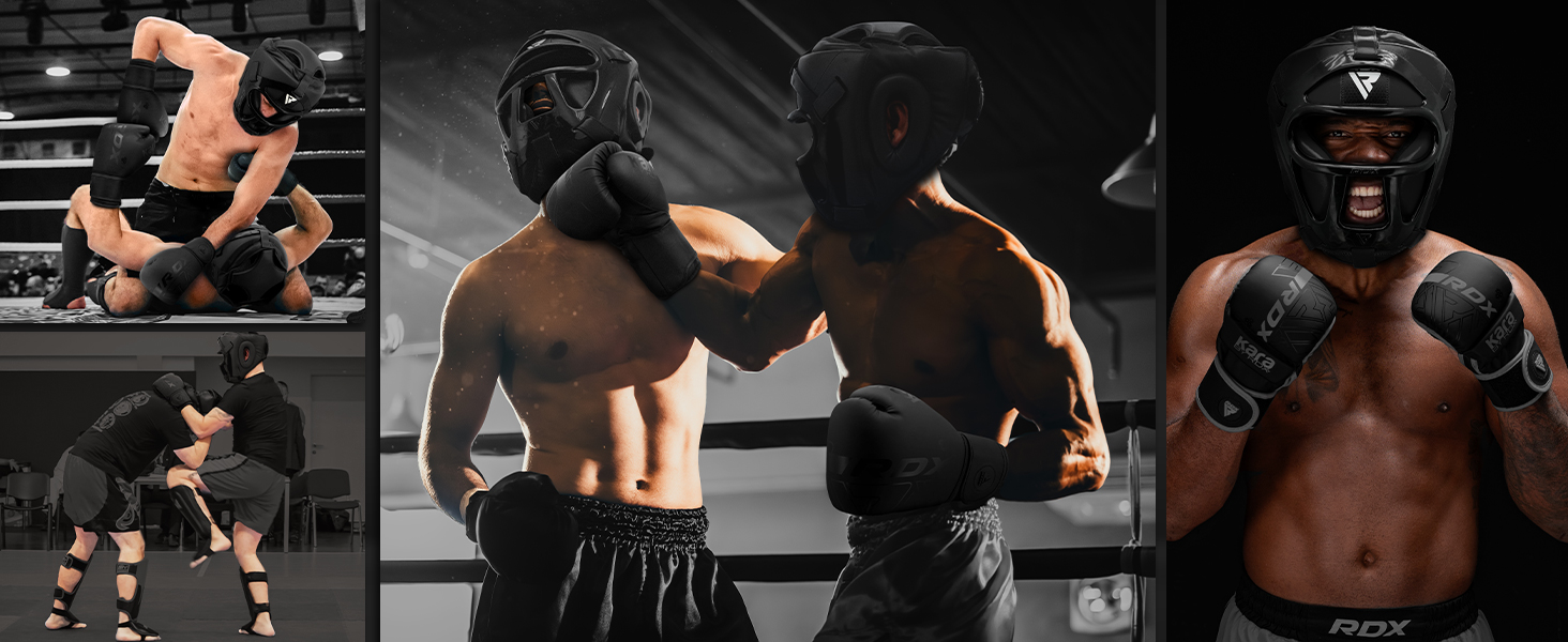 Захист голови для боксу та кікбоксингу RDX Maya Hide, MMA, Taekwondo, Muay Thai, чоловічий/жіночий, синій